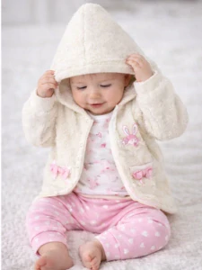 Kojenecká 3 - dielna súprava body s dlhým rukávom, tepláčiky a chlpatá bunda