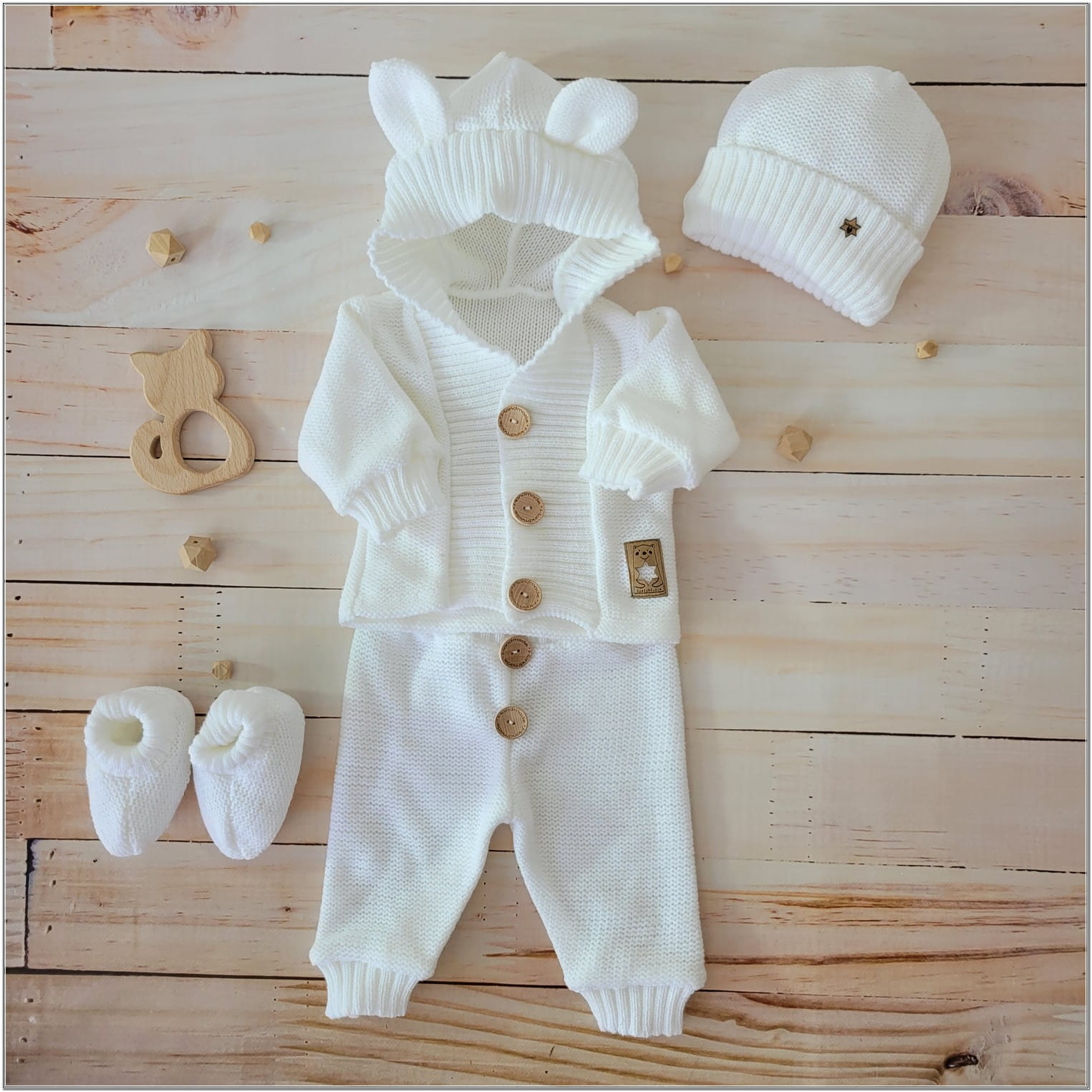 Kojenecká pletená súprava do pôrodnice biela