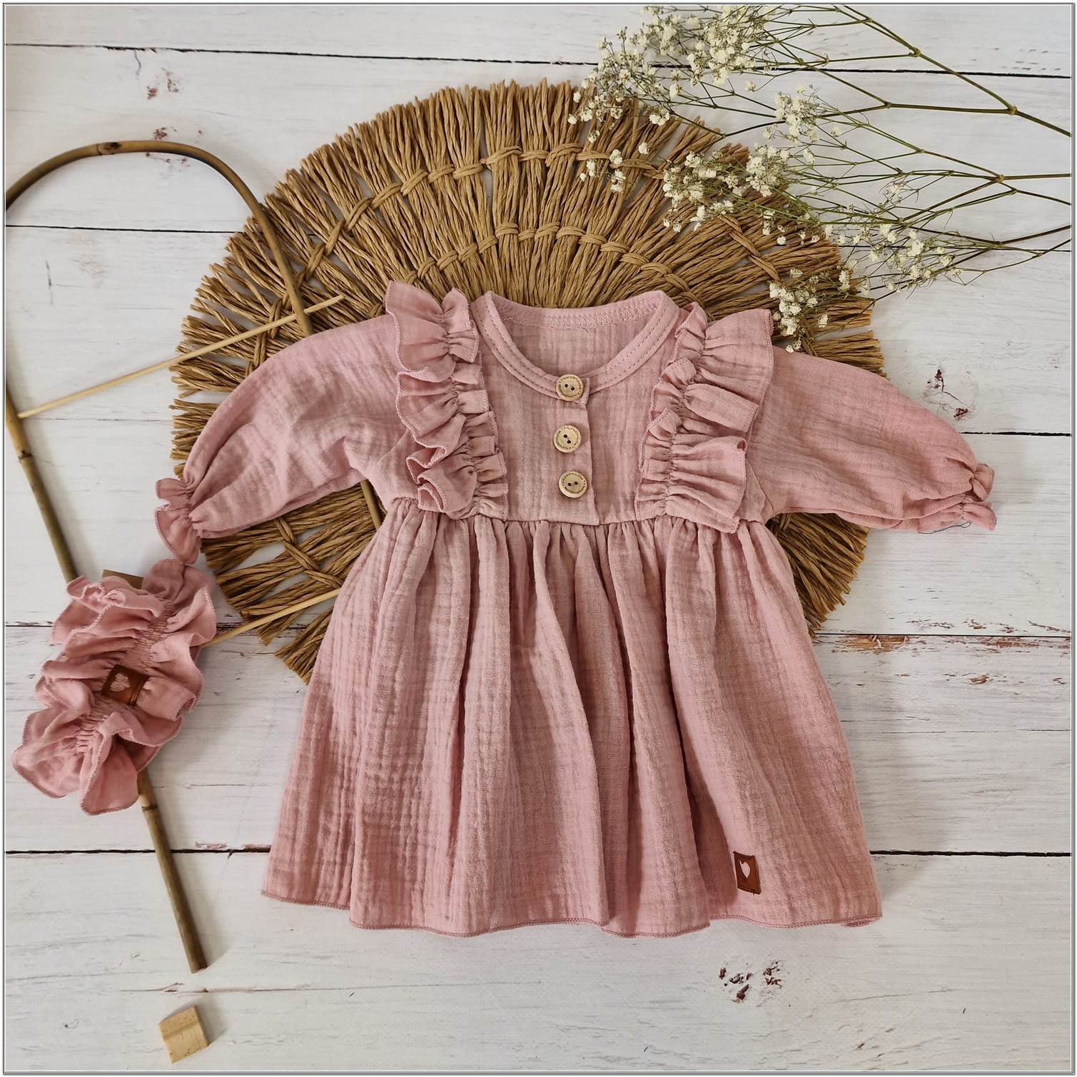 Šaty pre dievčatá s čelenkou staroružové