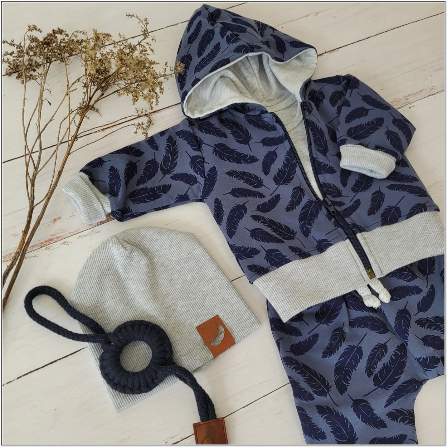 Kojenecká súprava 4 dielna modro šedá