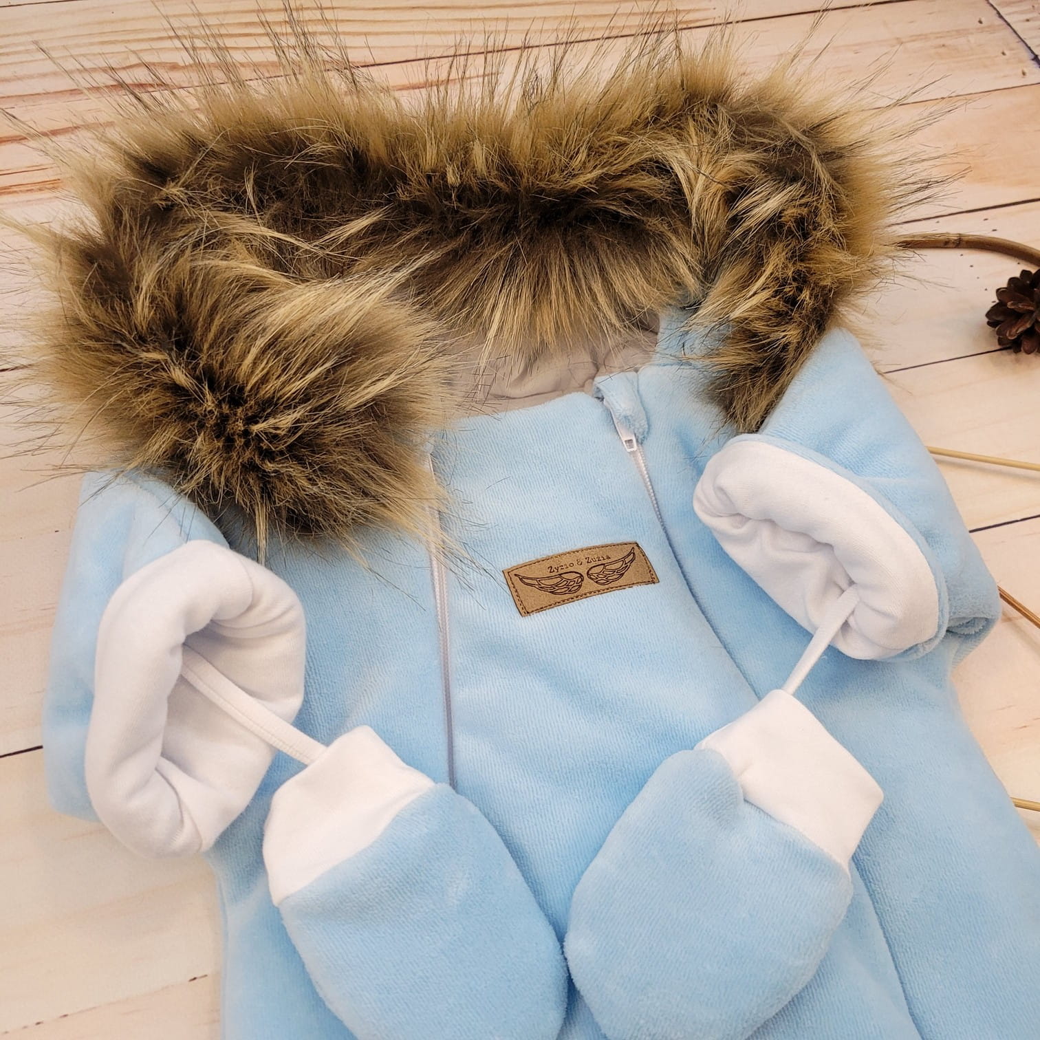 Zimná kojenecká kombinéza modrá kožušinka