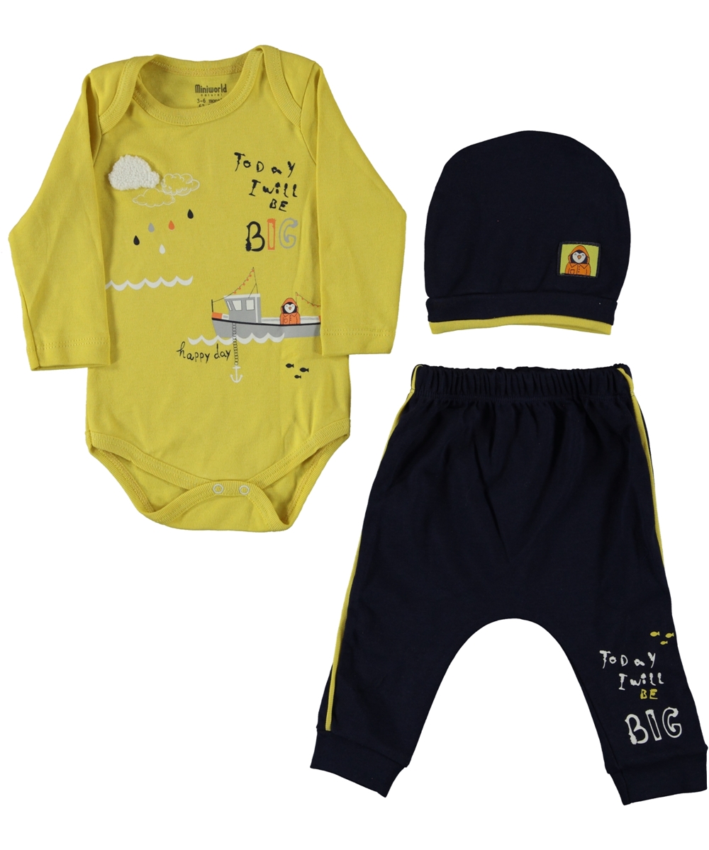 Kojenecká 3 - dielna súprava  Námorník šedá - čierna