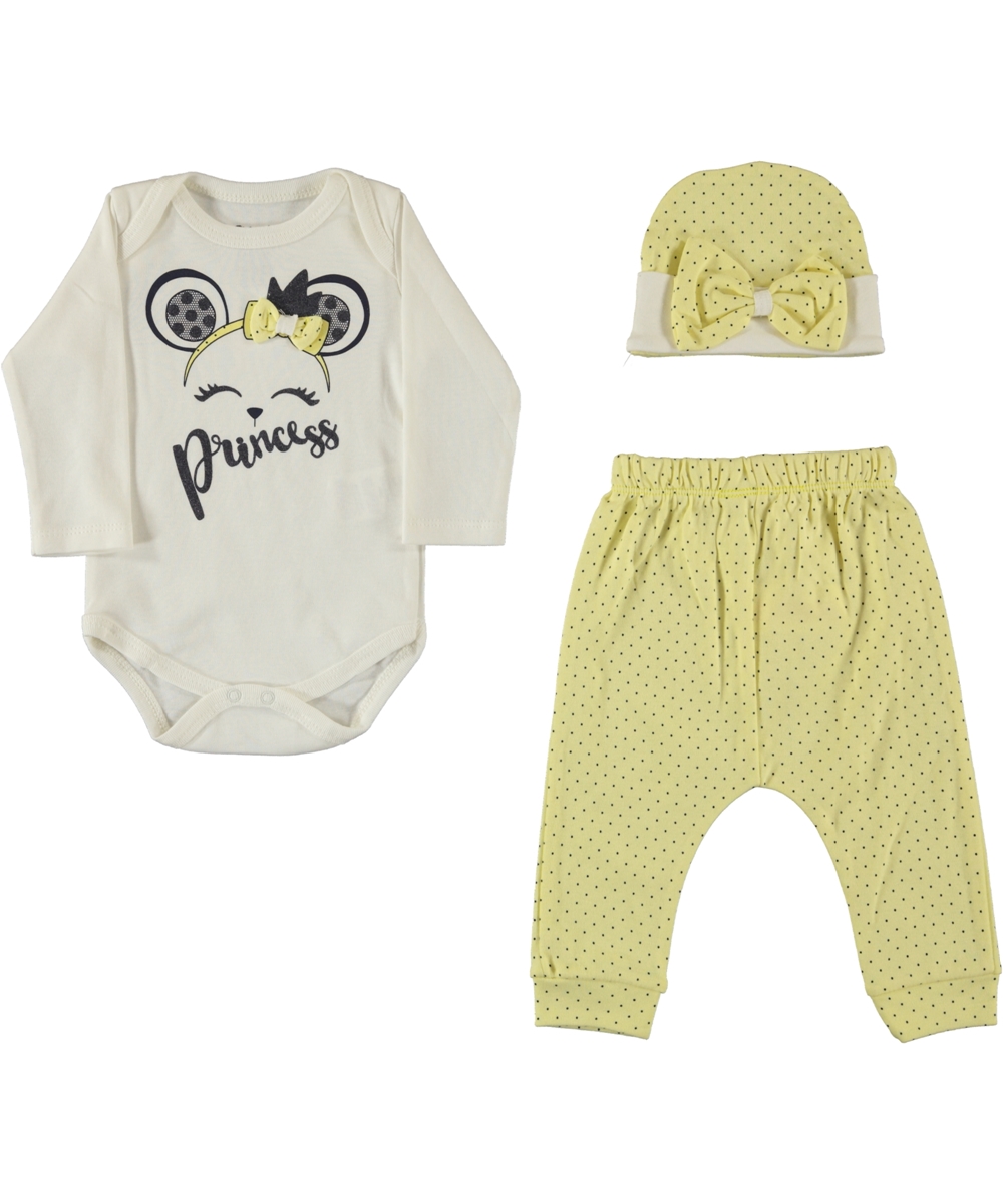 Kojenecká 3 - dielna súprava  Princezná ecru - žltá