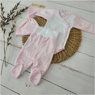 Kojenecká 3 dielna súprava hviezdičky ružová