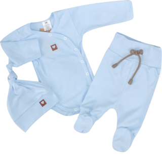 Kojenecká súprava 3 -dielna so šnúrkou  bledomodrá