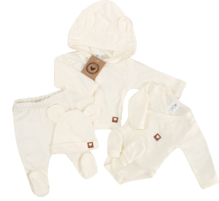 Kojenecká 5 dielna súprava pre novorodenca biela ecru