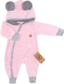 Kojenecký overal - kombinéza  ružová šedá