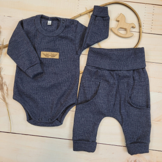 Kojenecká 2 dielna súprava body a nohavice modrá