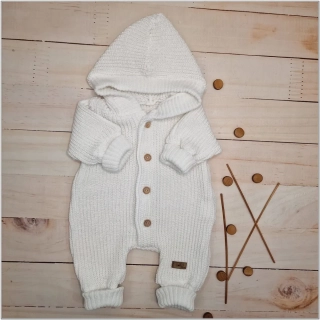 Kojenecká pletená kombinéza - overal biela