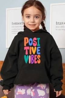 Dievčenská mikina  čierna positive vibes